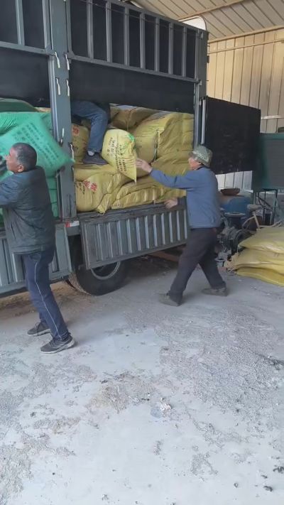 邢台发酵鸡粪，羊粪，有机肥正在卸车中